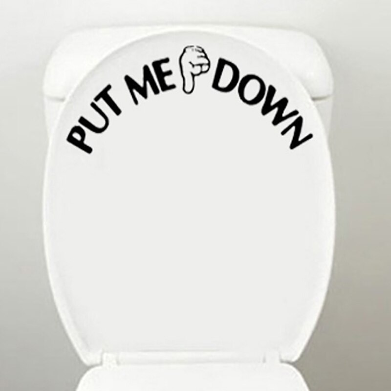 High Effective Gesture Hand Decal Funny Bathroom Toilet Seat Wall Sticker Sign For PUT ME DOWN Toilet Sticker Brown