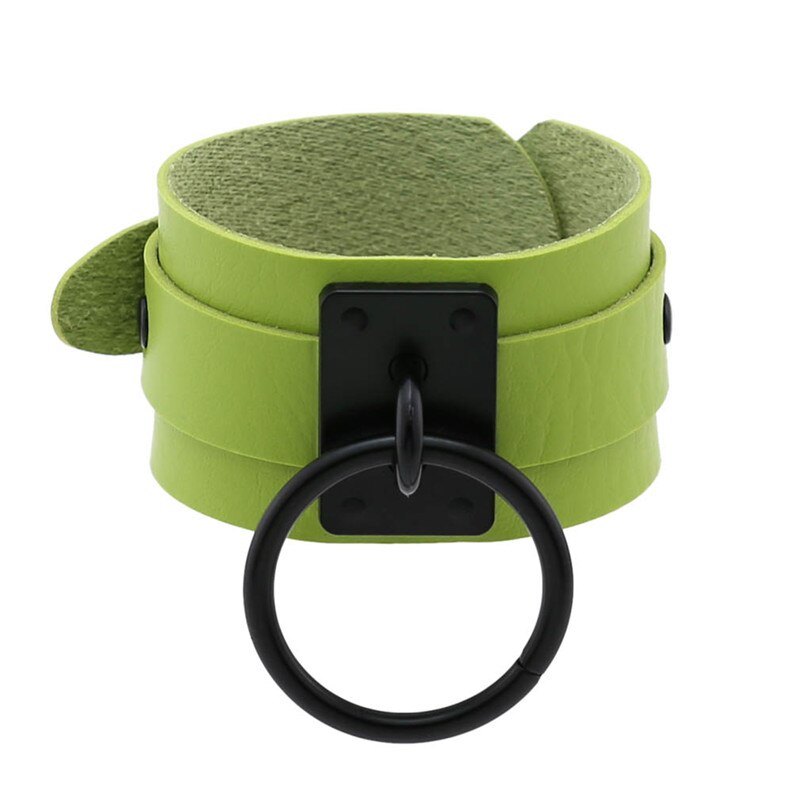 Bracelet punk rond en cuir pu, manchette gothique multicolore, pour femmes et hommes, bijoux de fête: Couleur 5