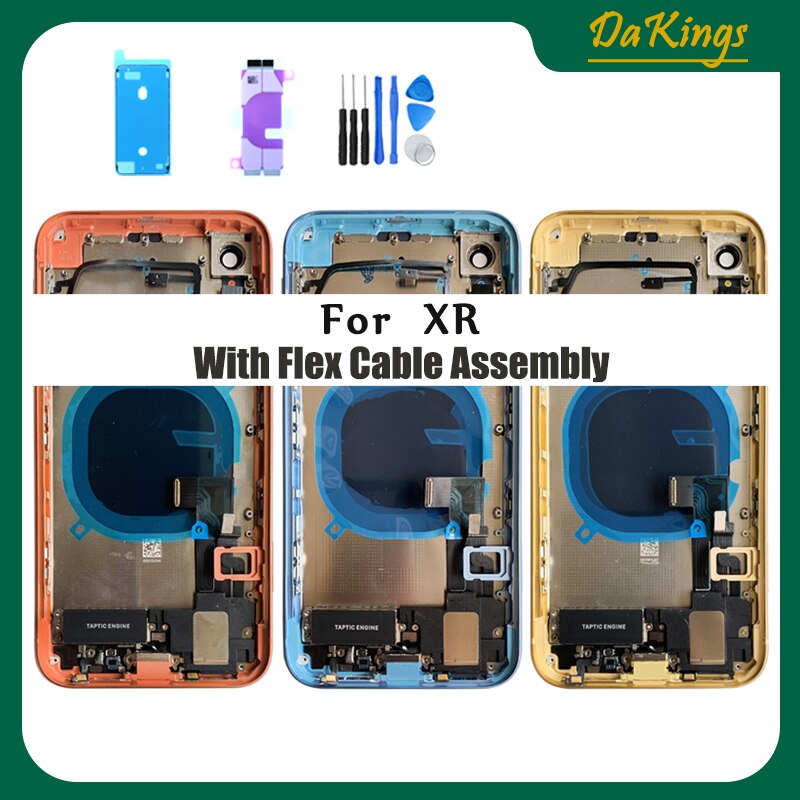 Für iphone XR Zurück Mittleren Rahmen Chassis Voll Gehäuse Montage Batterie Abdeckung Tür Hinten Mit Flex Kabel und vibrator