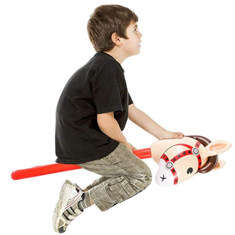 Uppblåsbara hästhuvuden cowgirl stick pvc ballong utomhus pedagogiska leksaker för barn baby födelsedag