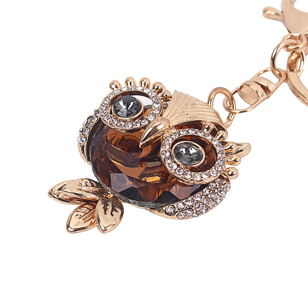 Owl Crystal Rhinestone Key Rings Pendant Key Chain For Women Girls