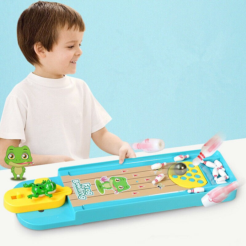 1 Set Desktop Gaming Toy Frog Bowling Indoor Outdoor Interactive Game Finger Catapult Educational Toy For Children