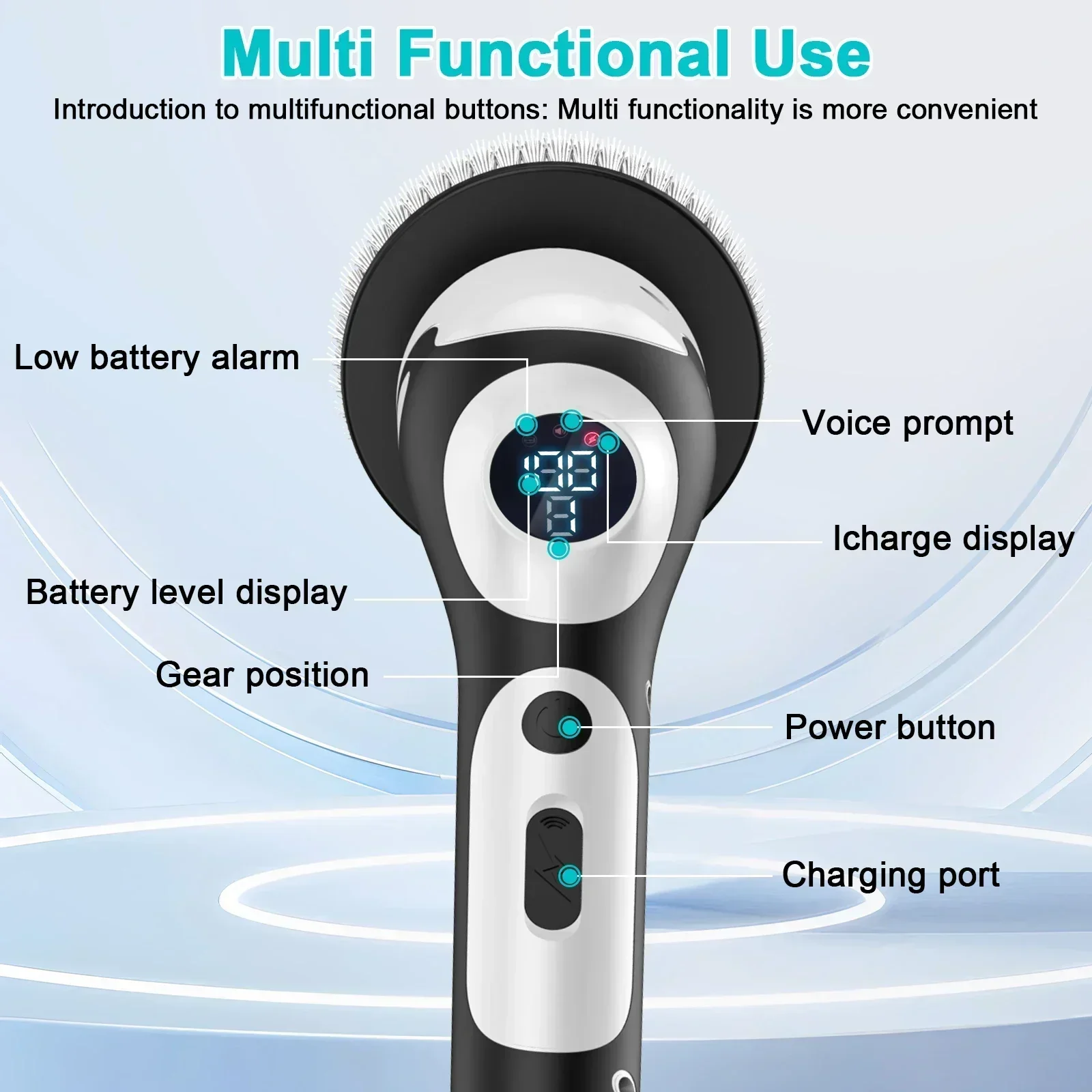11 in 1 Electric Spin Scrubber Cordless Cleaning Brush with 9 Replaceable Brush Heads for Bathroom Shower Bathtub Glass Car