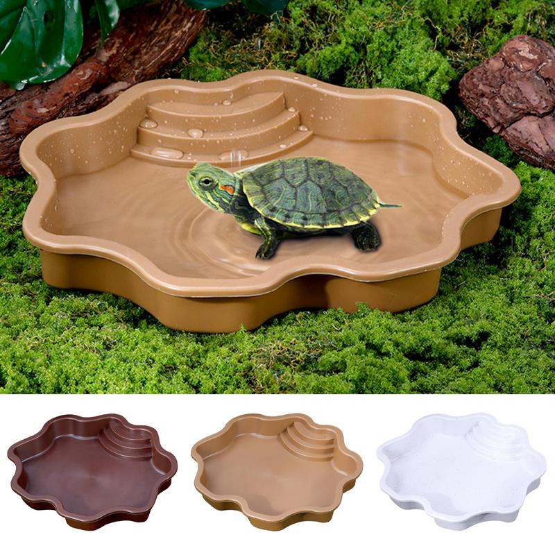 Piscina grande para tortugas, bañera de baño para reptiles, cuenco de alimentación para lagartos, Habitat con rampa, alimentador de tortugas, cuenco para Geckos pequeños