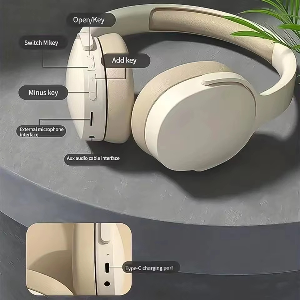 Drahtlose Bluetooth 5.3-Kopfhörer über dem Ohr, HiFi-Stereo-Headsets, echte Sportarten mit Kopfhörern, TF/AUX-Musikplayer mit Mikrofon