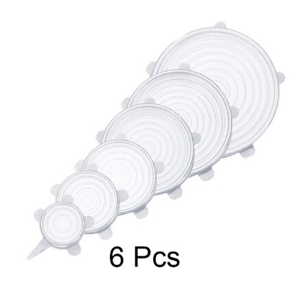 6/12 stuks siliconen rekdeksels universele deksel siliconen kom pot deksel siliconen deksel pan koken voedsel vers deksel magnetron deksel: 6 stuks wit