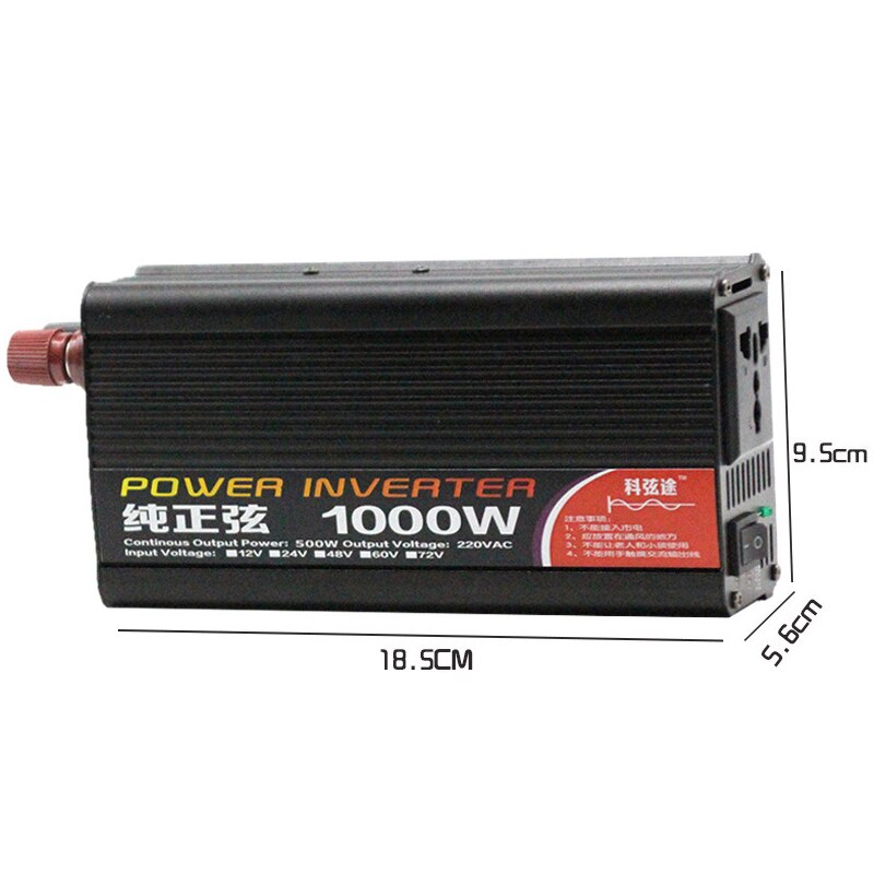 1000W Omvormer 12V 220V Zuivere Sinus DC12V/24V Naar Ac 220V 50Hz power Converter Booster Voor Huishoudelijke Auto Omvormer