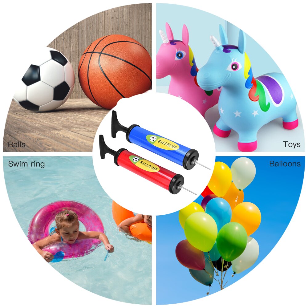 Plastic Football Soccer Air Pump Inflatable Ball Hand Air Pump Mini PVC Balloon Pump Double-purpose Ball Maintenance Kit
