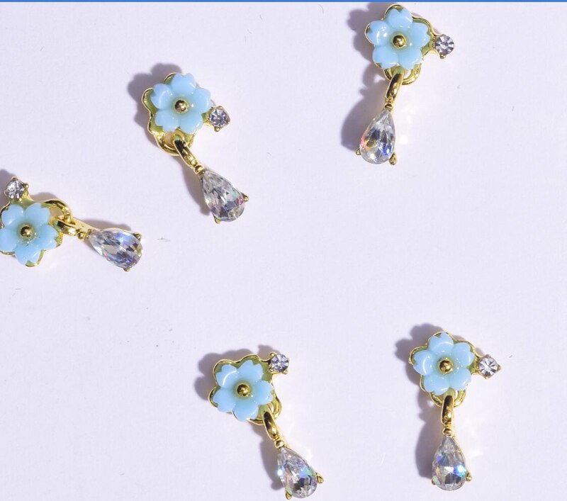 10-16mm 10pcs Zircon Nail Charms Pierced Fingernail Jewelry 14 Styles of Charms Pearl L-Long Reusable nail nail charms: JE424-10pcs