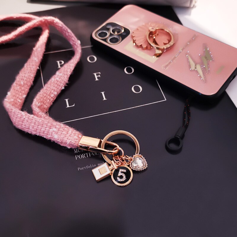 Kristall Liebe Anhänger Telefon Lanyard Gurt für Schlüssel Karte Gym Handy mit USB Abzeichen Clip Lanyard Multi-zweck neck Lanyard