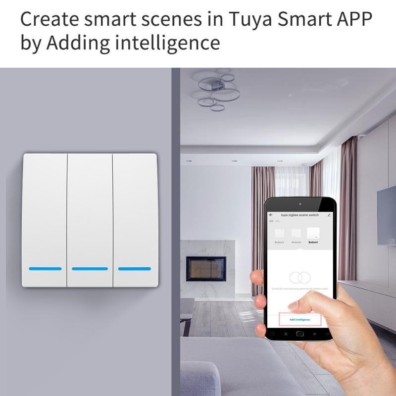 1/2/3 Gang Tuya ZigBee Wireless 6 Scene Switch Push Button Controller Battery Powered Automation Scenario For Tuya Devices