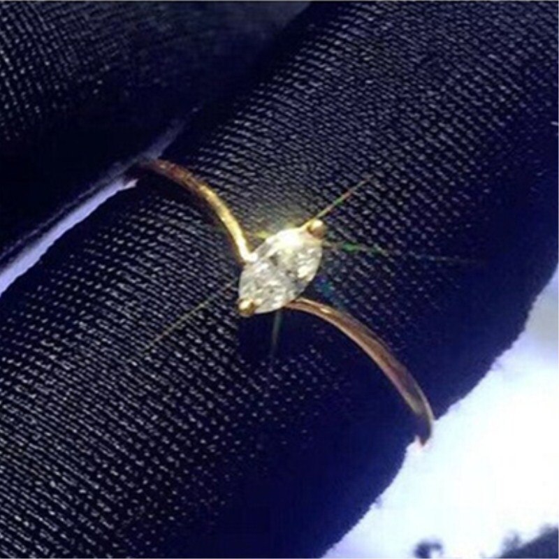 Cc ringe til kvinder hest øje sten v form enkel gul sød ring brude bryllup smykker zirconia bijoux  cc1502