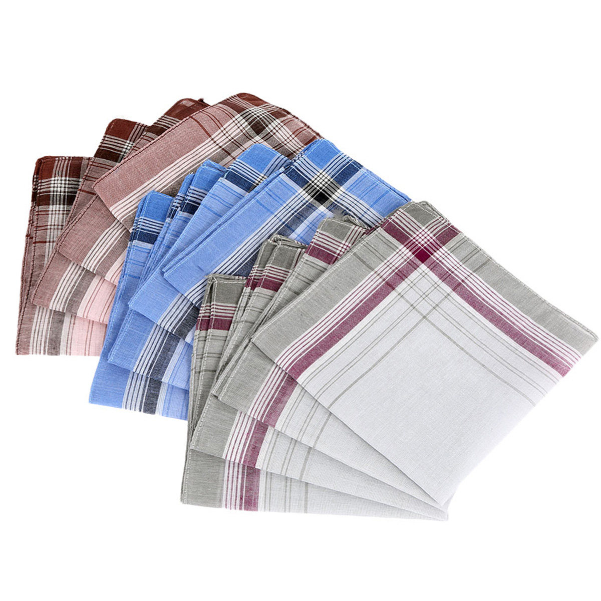 12Pcs Handkerchief Square Towels Multicolor Plaid Stripe Men Women Pocket for Wedding Party Business Chest Towel Handkerchiefs: Default Title