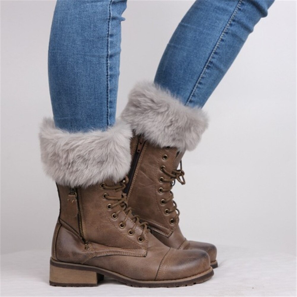 Womens Winter Knitted Boot Cuffs Fur Knit Toppers Boot Socks Legs Warmers Boots Accessories Warmer
