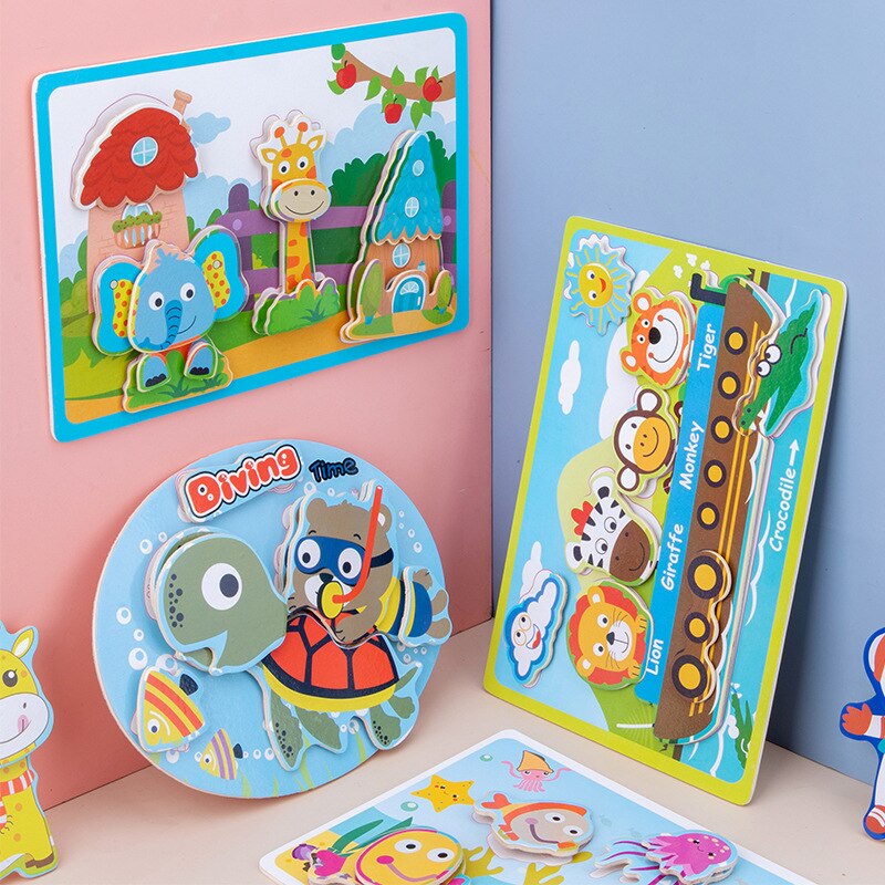 sterben Neue 3D Kreative Magie Stock Holz Puzzle freundlicher Spaß FrüHenne Bildung Lernen Kognitive Holz Spielzeug