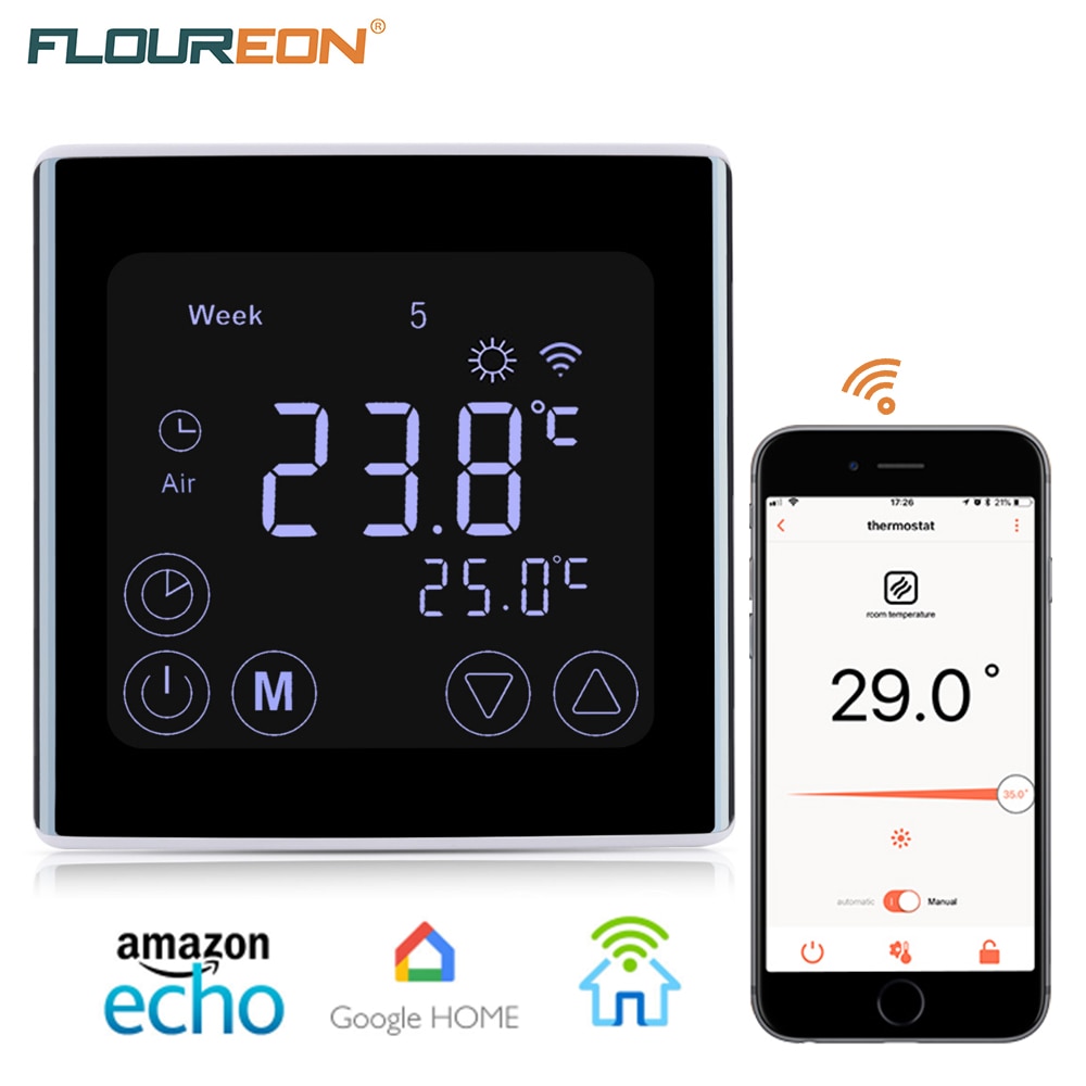 FLOUREON WIFI Thermostats de chauffage écran tactile régulateur de température programmation chauffage par le sol régulateur de chauffage électrique