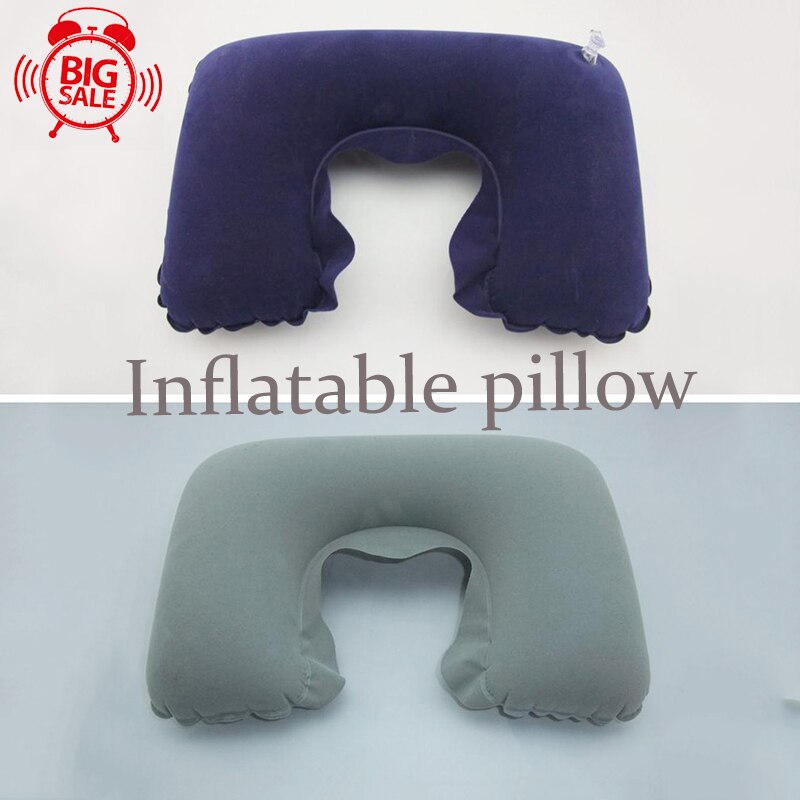U-Vormige Draagbare Ultralight Opblaasbare Pvc Nylon Air Camping Slaap Kussen Reizen Wandelen Strand Auto Vliegtuig Hoofd Rest Camp gears