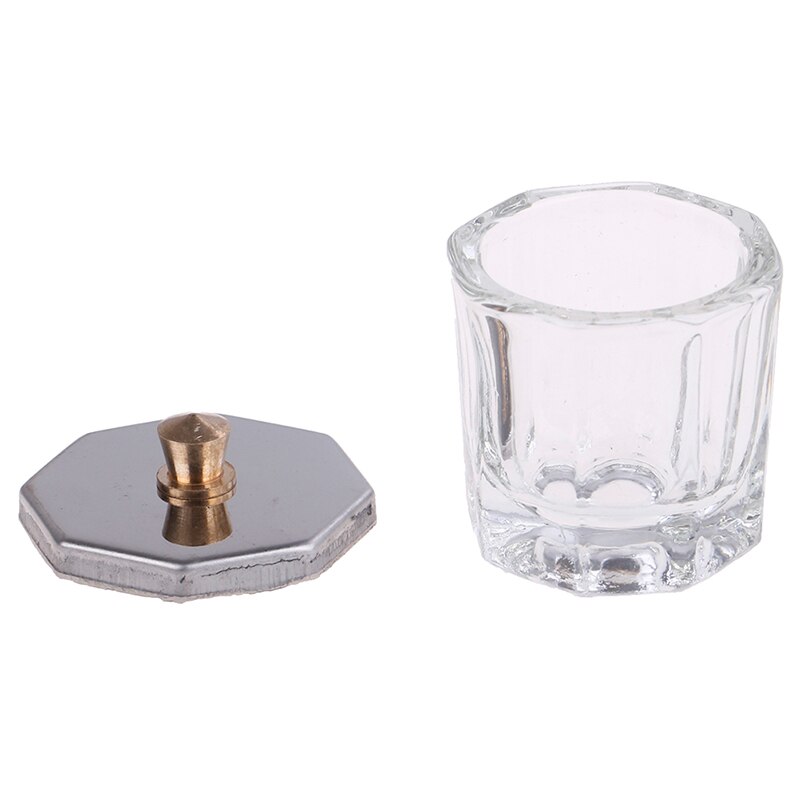 Thick Glass Crystal Dappen Dish Cup With Lid Acrylic Liquid Powder Container Nail Art tools