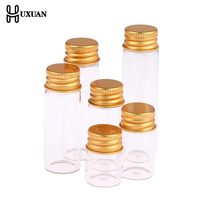 10 stk 5ml/7ml/10ml/14ml/18ml/20ml glassflasker med aluminiumslokk små miniglass 6 størrelser u-plukke