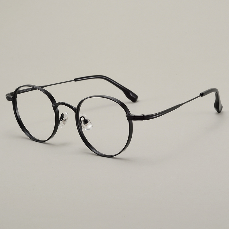 Små runde titanbriller merkevare ovale briller vintage justerbar nesepute utvidede innfatninger: Himmelblå / Multi