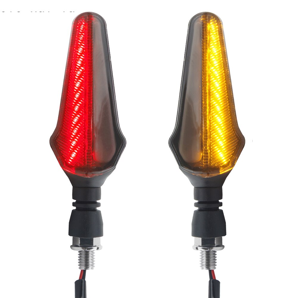 2 Pack Motorcycle Turn Signal LED Strong Light 2 In 1 Low Power Motorcycle Indicator Flow Turn Signal Light Easy Installation:  Red Yellow