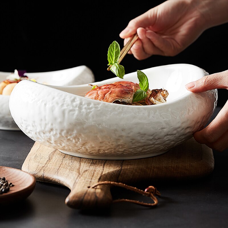 Creatieve Speciale-Vormige Keramische Kom Ovale Koude Gerechten Set Plaat Speciale Servies Hotel Restaurant Decoratie Schieten Props