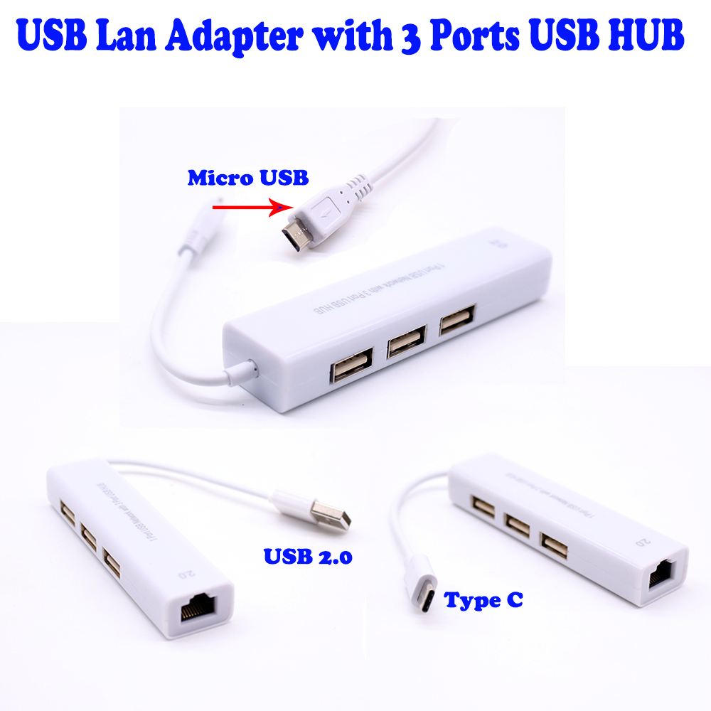 USB 3.1 Type C USB-C rj45 Ethernet Network LAN Adapter adaptador Multiple 3 Port Hub Cable For Macbook & Chromebook Laptop