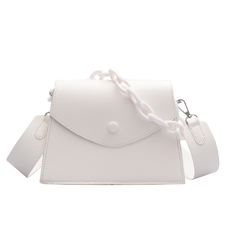 Novedad de , bandoleras de piel sintética para mujer, femenina, Bolso con solapa salvaje, bolsos de mensajero informales para mujer, bolsos cruzados con cadena: Blanco