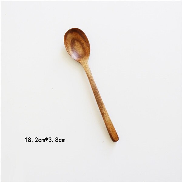 Korean Style Natural Wood Long Handle Soup Spoons For Cooking Mixing Stirr Kitchen Mini Seasoning Measuring Tools Coffee Scoop