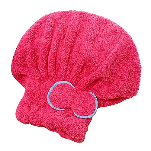 Bonnet de séchage de cheveux en microfibre pour filles et femmes, Turban absorbant à séchage rapide pour sécher les cheveux bouclés, bonnet de douche avec serviettes enveloppantes: watermelon red