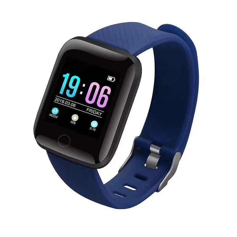 D13 smart ur armbånd puls tracker skridttællere blodtryk vandtæt 116 plus wirstband til ios androd pk iwo 8: Blå