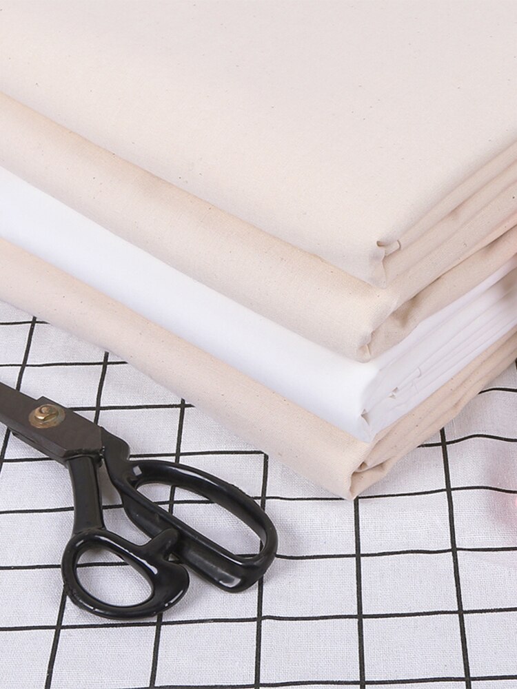 Tela blanca de algodón puro para decoración de ropa, tejido de corte Vertical teñido, a prueba de polvo, Material hecho a mano, 1 yarda