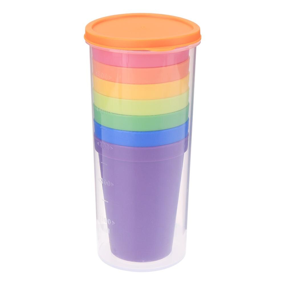 Juego de 7 Uds. De tazas de plástico arcoiris para Picnic, viajes, portátil de Color, barbacoa, Camping, Festival, cumpleaños, tazas de té taza: Default Title