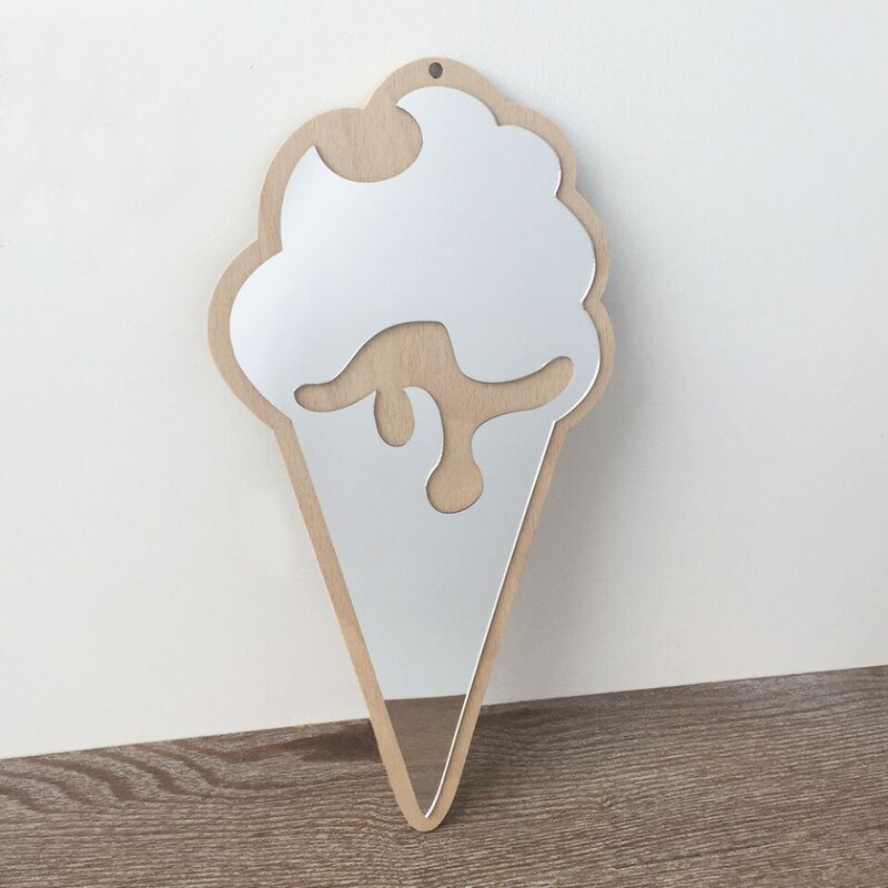 Children's Cartoon Decorative Mirror Bathroom Baby Room Cute Wood Acrylic Frame Home Art Wall Decoration: A