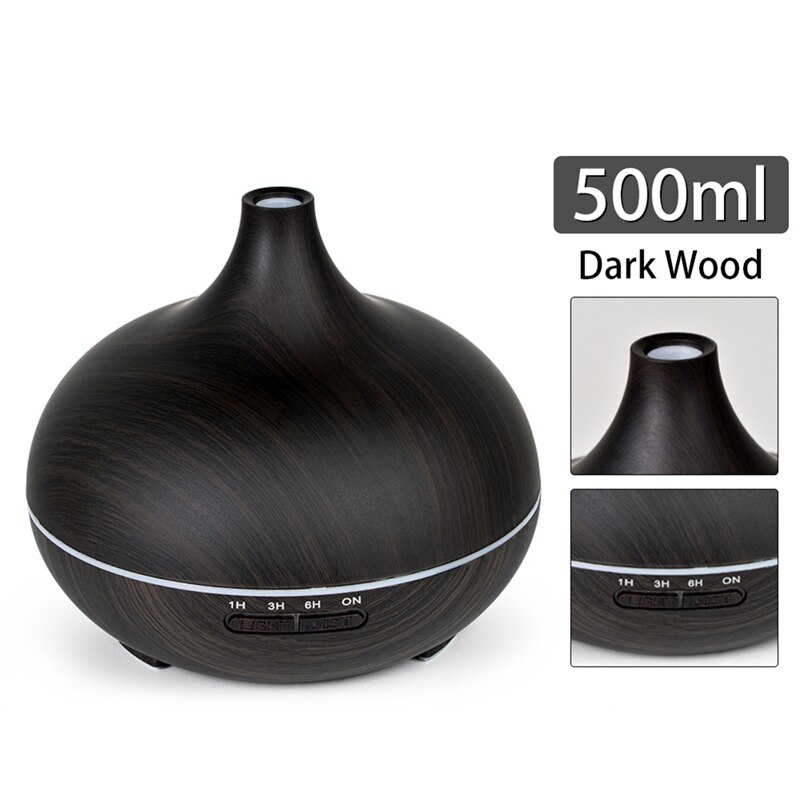 Aroma Essential Oil Diffuser Air Humidifier Wood Grain Remote Control With 7 Color LED Light EU Plug