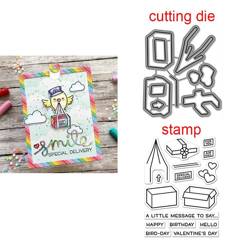 Heart Envelope Box Metal Cutting Dies&Cordinating Stamps For Scrapbooking Craft Die Cut Card Making Embossing Stencil 05: 2 / Dies and stamp