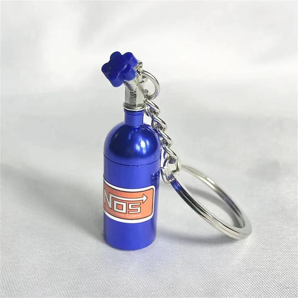 LLavero de Metal con forma de botella de nitrógeno para coche, caja de pastillas de almacenamiento, , Interior de motocicleta