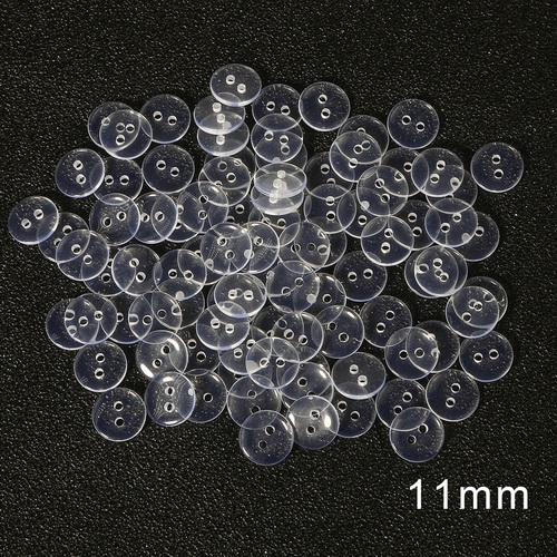 9-25mm plastic Resin Sewing Buttons Scrapbooking Round Lucency Two Holes Botones Bottoni Botoes Transparent Clear accessories: 11mm 100pcs