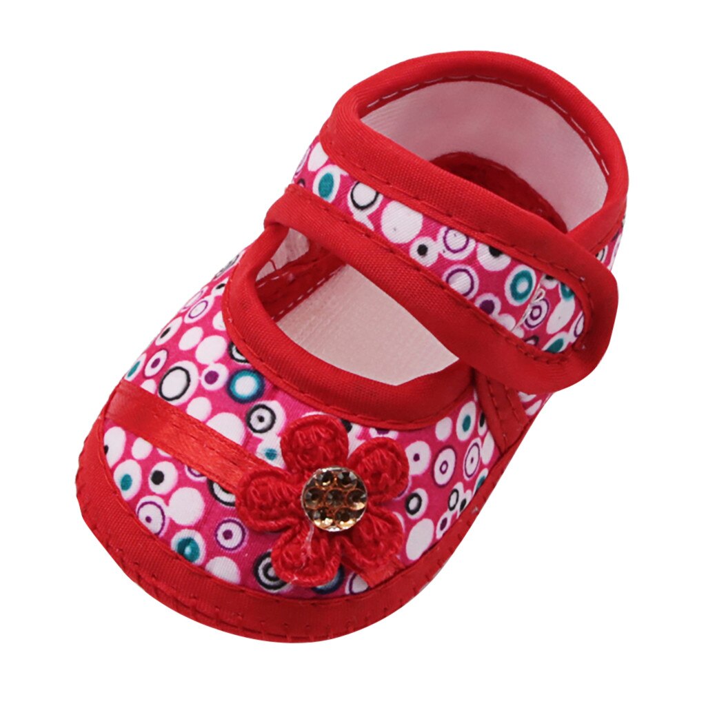 Bebê meninas kawaii sapatos de impressão sapatos flor infantil crianças prewalker sola macia sandálias recém-nascidos crianças verão único calçado: Red / 4.5