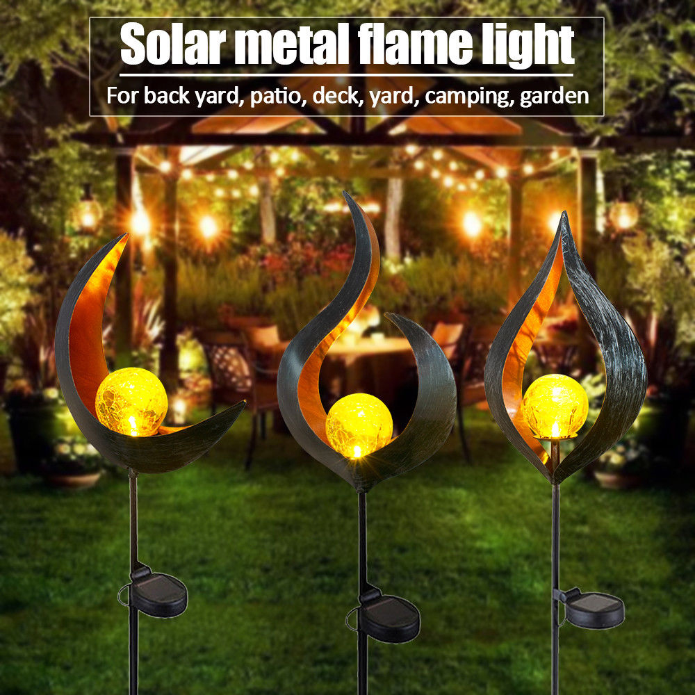 Ledet sol flamme lys metal led haven lys flamme effekt lampe vandtæt udendørs lys landskab lys sol dekorativt lys