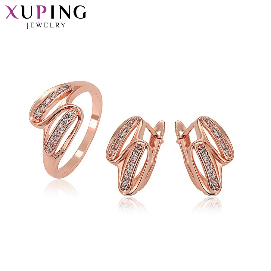 Xuping Rose Gold-color Plated Jewelry Sets Simple Style for Women Birthday Party 65220