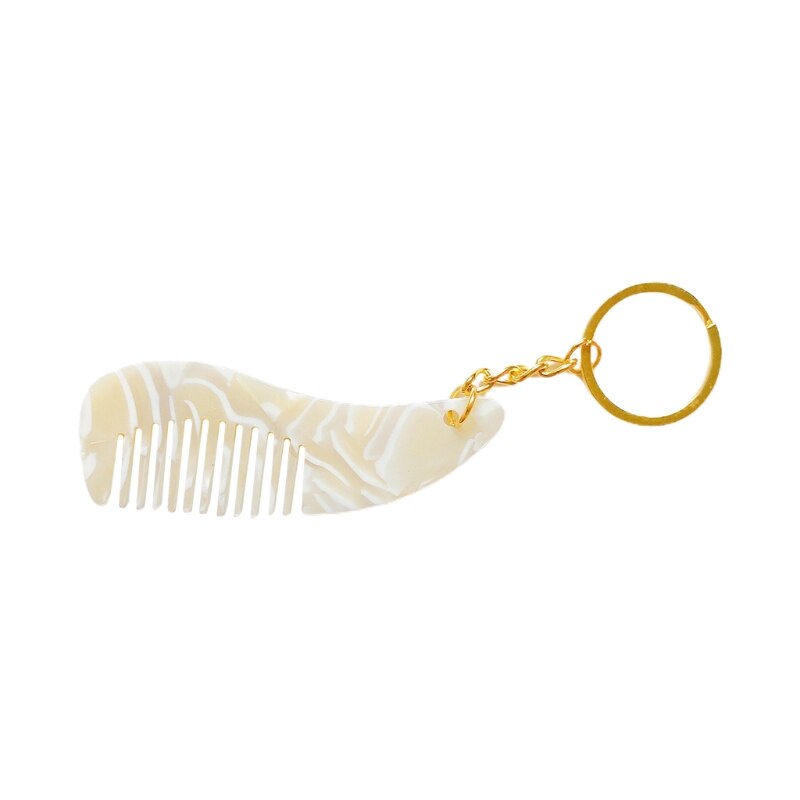 Mini peigne à cheveux en acétate , porte-clés Portable, belle brosse à cheveux imprimée léopard, outils de coiffure, porte-clés de voyage pour femmes