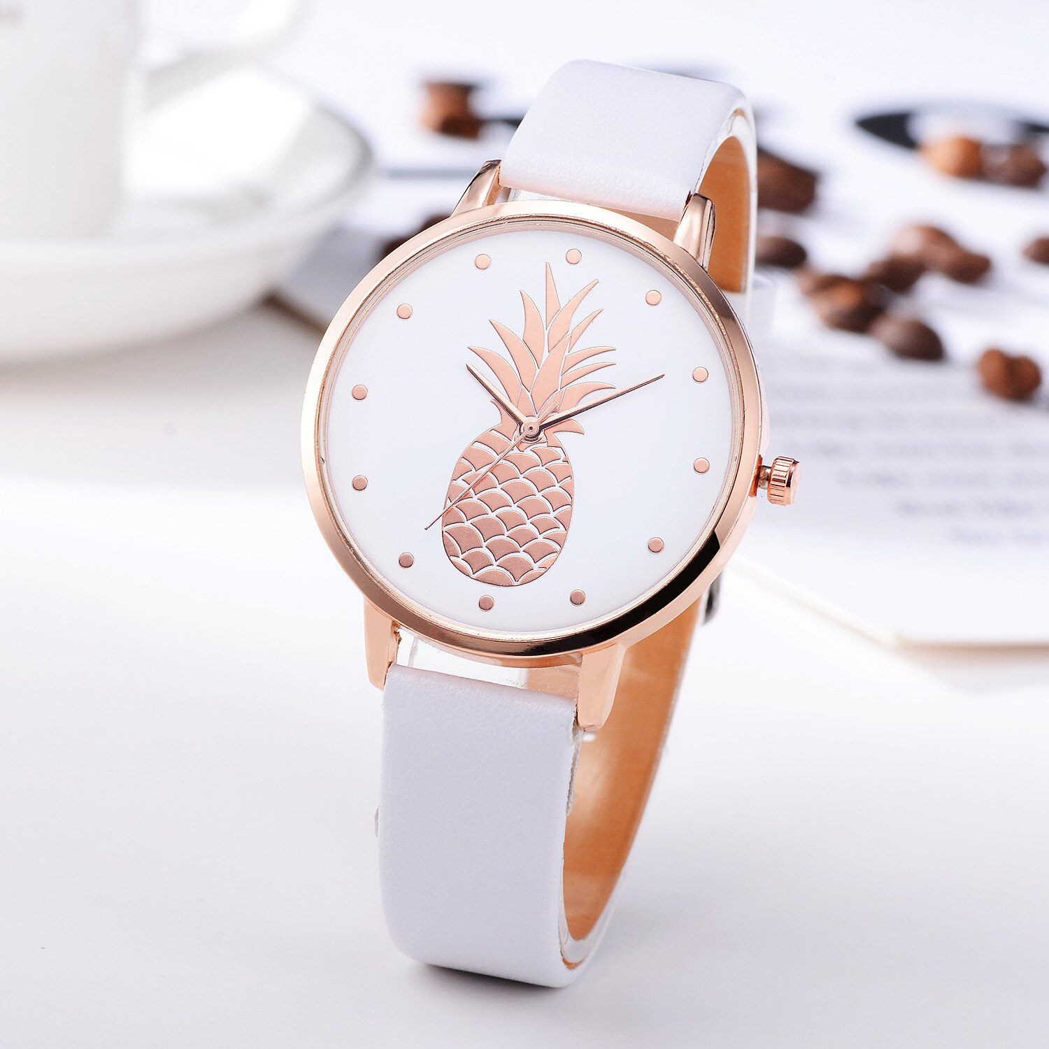 Montre à quartz analogique pour fille, bracelet en PU, motif ananas, à la , couleur, d&#39;anniversaire,: 2
