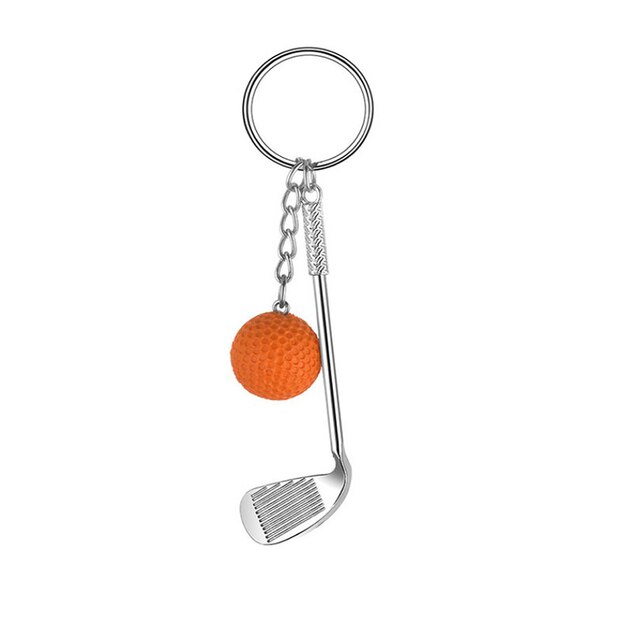 Minigolf ketcher bold vedhæng nøglering bil metal nøglering holder låse split nøglering kvinder mænd sportsklubber indretning: Orange