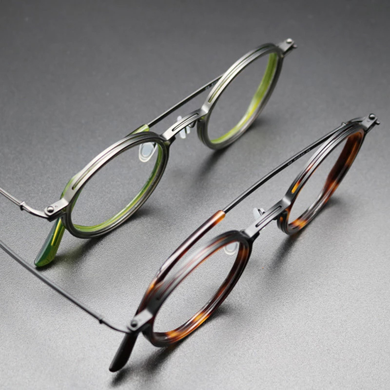 Vintage Titan Brillen Rahmen Männer Runde Myopie Brillen Frauen Retro Optische Luxus Gläser Rahmen Brillen