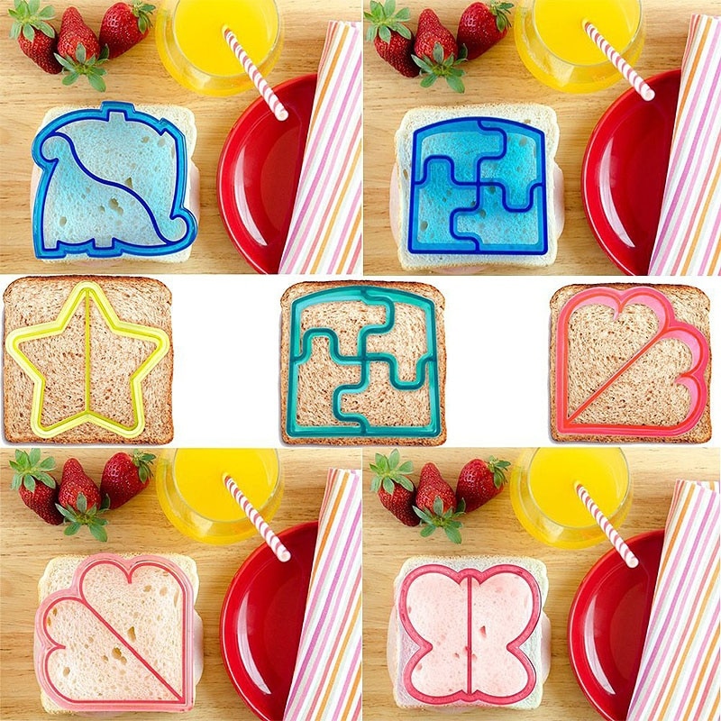 Coupeur de pain Puzzle en forme d'animaux, moule facile à utiliser, outils de cuisson en forme de mignon, moule à pain, pain grillé, pas ennuyeux, pour enfants, petit déjeuner