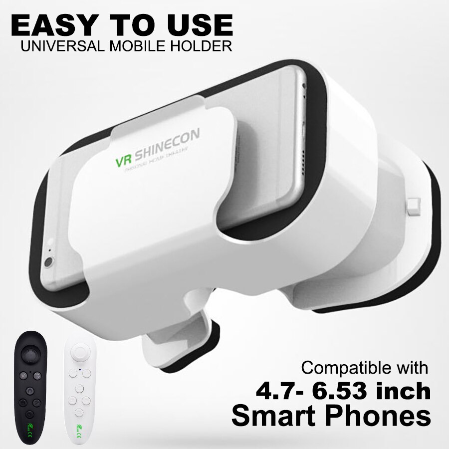 SHINECON-Mini gafas de realidad Virtual VR 3D, 360 grados, casco para teléfonos inteligentes de 4,7-6,53 pulgadas, caja de películas y videojuegos