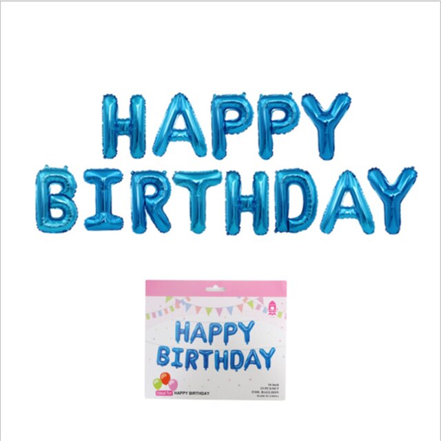 13Pcs Happy Birthday Balloons Foil Letter Balloon Birthday Party Decorations Kids Adult Birthday Balloons card packaging: Dark blue
