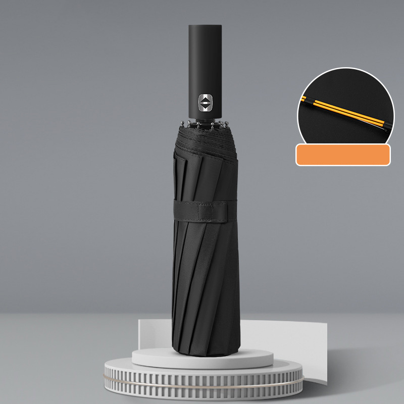 Xiaomi forsterket paraply 24- to bein, sterk vindbestandig paraply for menn, solrik anti-uv solkremparaply for kvinner: Svart