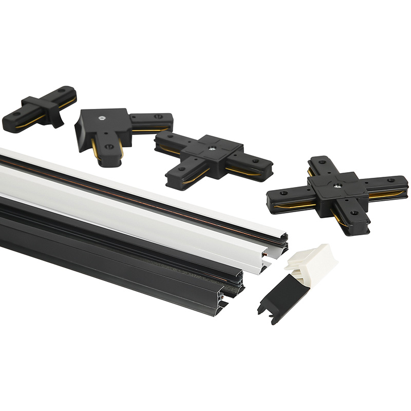 Zwart-wit LED-spoorverlichting Rail 0,5M 2-draads geëlektrificeerd aluminium Tweefasige elektrische universele spoorklem Spotlight Lightin
